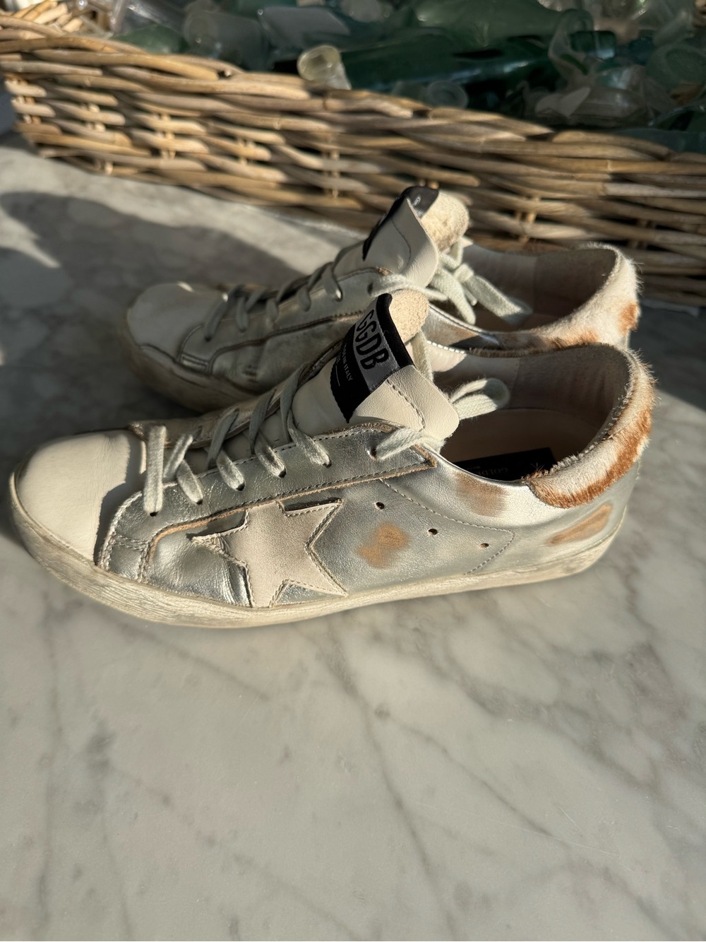 GOLDEN GOOSE Sneakers Superstar - Silver Leather / Pony Hair Size 37 - Picture 8 of 9